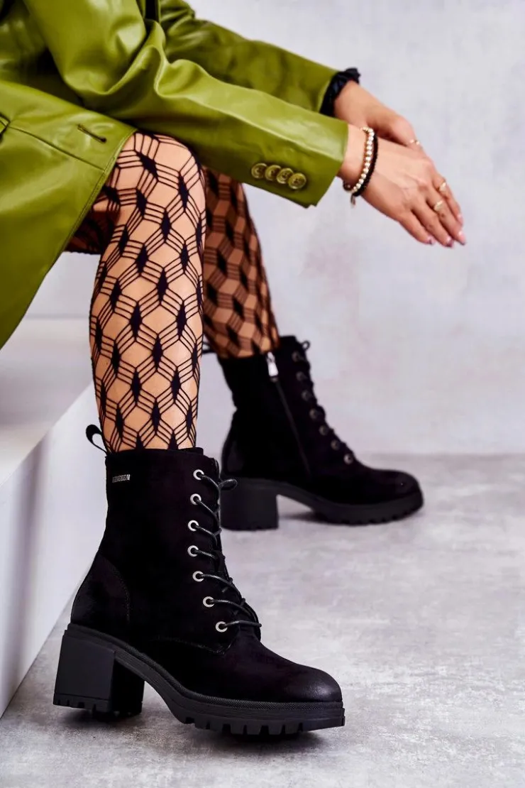 Sale Buty damskie Vinceza Damskie Zamszowe Botki Na Obcasie Czarne Grethe