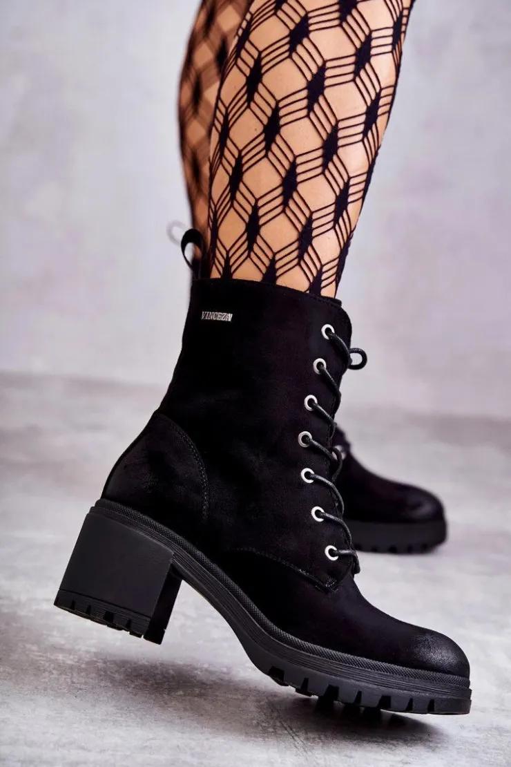 Sale Buty damskie Vinceza Damskie Zamszowe Botki Na Obcasie Czarne Grethe