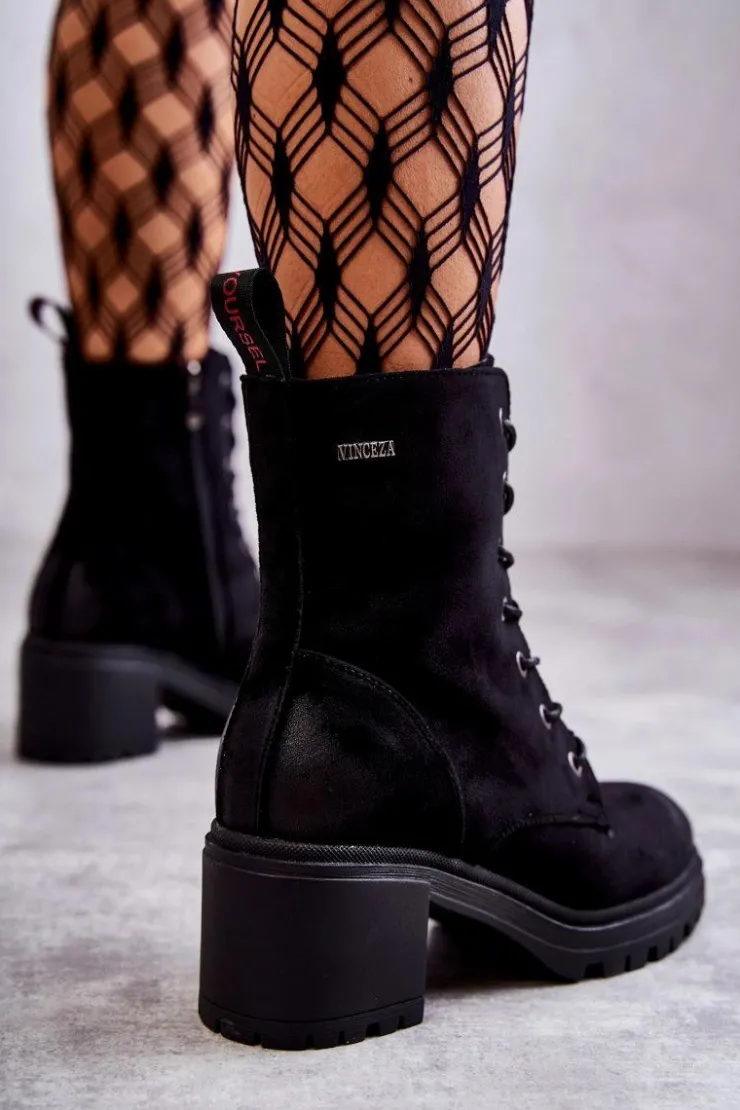 Sale Buty damskie Vinceza Damskie Zamszowe Botki Na Obcasie Czarne Grethe