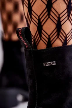 Sale Buty damskie Vinceza Damskie Zamszowe Botki Na Obcasie Czarne Grethe