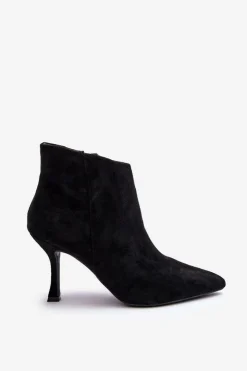 Boto Botki Wiosenne|Czarne Botki*Damskie Zamszowe Botki Na Szpilce Czarne Merisa
