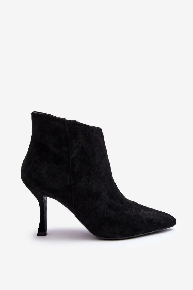 Boto Botki Wiosenne|Czarne Botki*Damskie Zamszowe Botki Na Szpilce Czarne Merisa