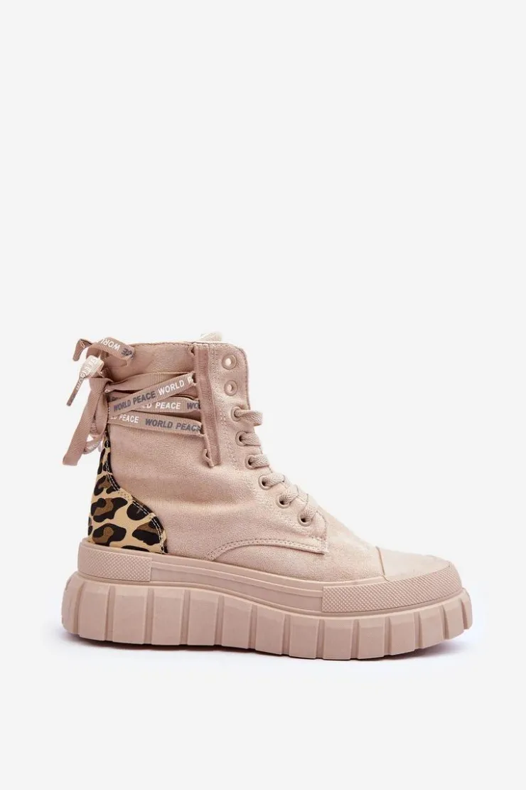 Sale Boto Damskie Zamszowe Botki Na Platformie Jasnobeżowe Raftera