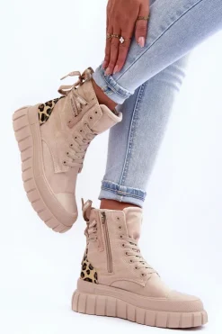 Sale Boto Damskie Zamszowe Botki Na Platformie Jasnobeżowe Raftera