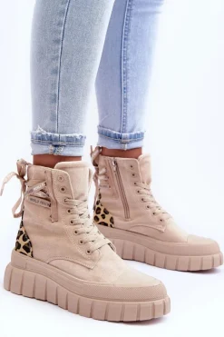 Sale Boto Damskie Zamszowe Botki Na Platformie Jasnobeżowe Raftera