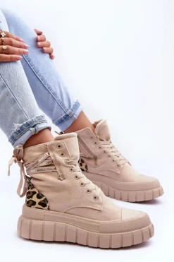 Sale Boto Damskie Zamszowe Botki Na Platformie Jasnobeżowe Raftera