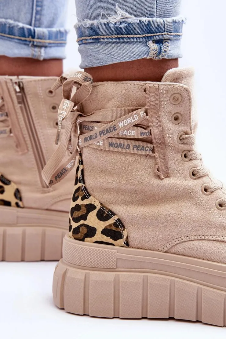 Sale Boto Damskie Zamszowe Botki Na Platformie Jasnobeżowe Raftera