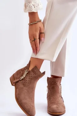 New Buty damskie Vinceza Damskie Zamszowe Botki Na Suwak Beżowe Belliano