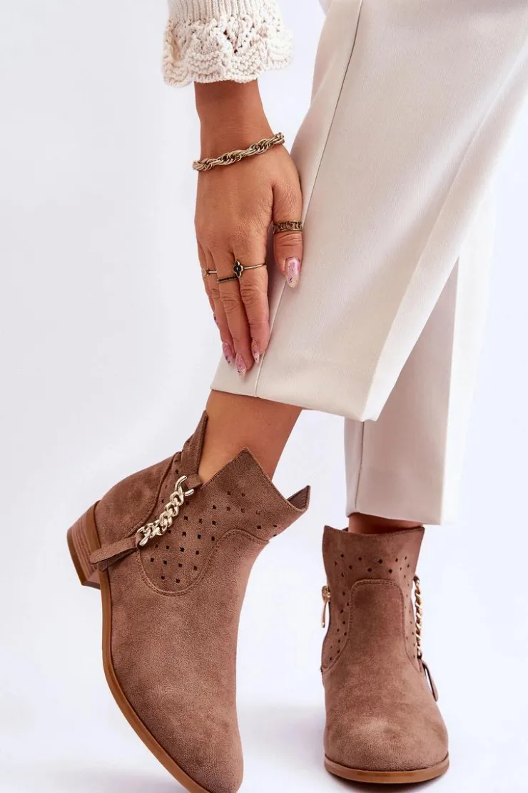 New Buty damskie Vinceza Damskie Zamszowe Botki Na Suwak Beżowe Belliano