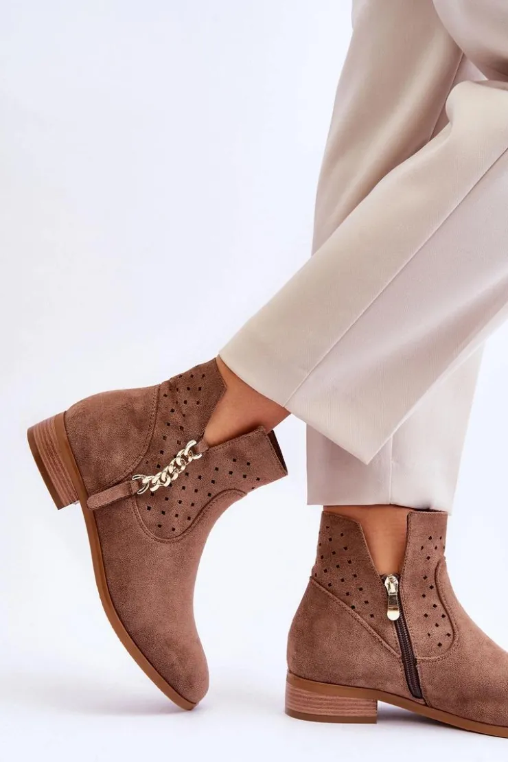 New Buty damskie Vinceza Damskie Zamszowe Botki Na Suwak Beżowe Belliano