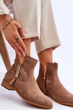 New Buty damskie Vinceza Damskie Zamszowe Botki Na Suwak Beżowe Belliano