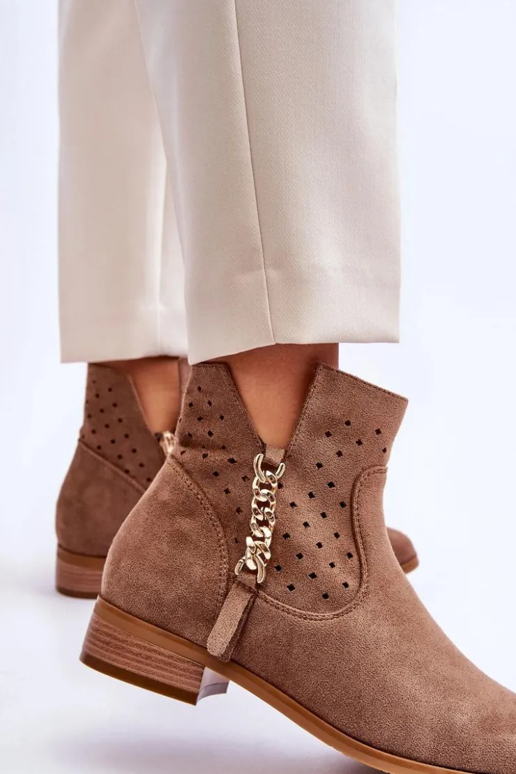 New Buty damskie Vinceza Damskie Zamszowe Botki Na Suwak Beżowe Belliano