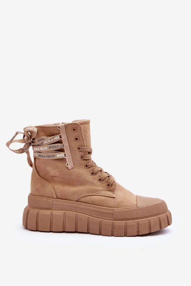 Boto Botki Sznurowane|Czarne Botki*Damskie Zamszowe Botki Na Platformie Beżowe Raftera