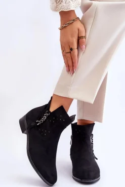 Damskie Buty damskie Vinceza Damskie Zamszowe Botki Na Suwak Czarne Belliano