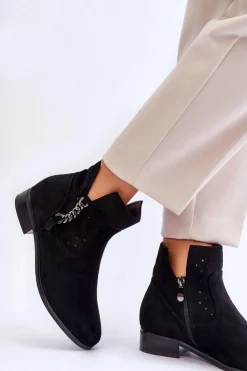 Damskie Buty damskie Vinceza Damskie Zamszowe Botki Na Suwak Czarne Belliano