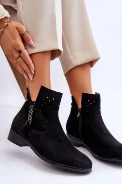 Damskie Buty damskie Vinceza Damskie Zamszowe Botki Na Suwak Czarne Belliano