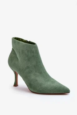 Sale Boto Damskie Zamszowe Botki Na Szpilce Zielone Merisa