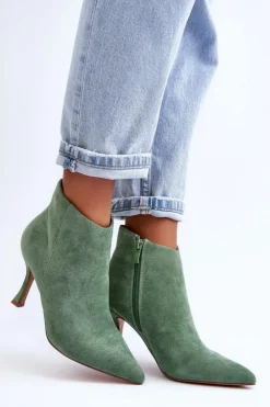 Sale Boto Damskie Zamszowe Botki Na Szpilce Zielone Merisa