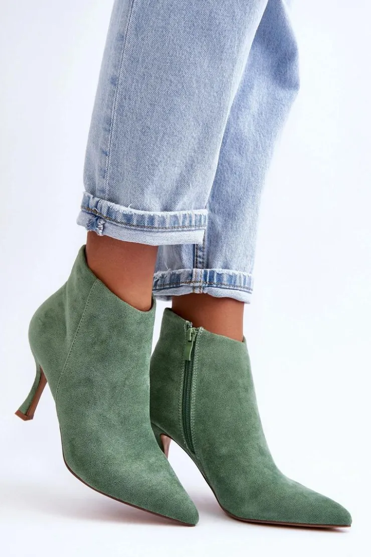 Sale Boto Damskie Zamszowe Botki Na Szpilce Zielone Merisa