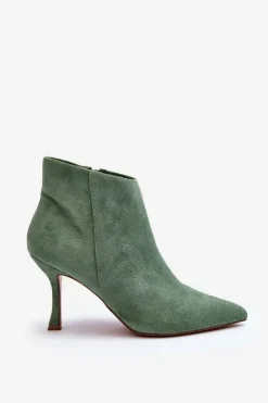 Sale Boto Damskie Zamszowe Botki Na Szpilce Zielone Merisa