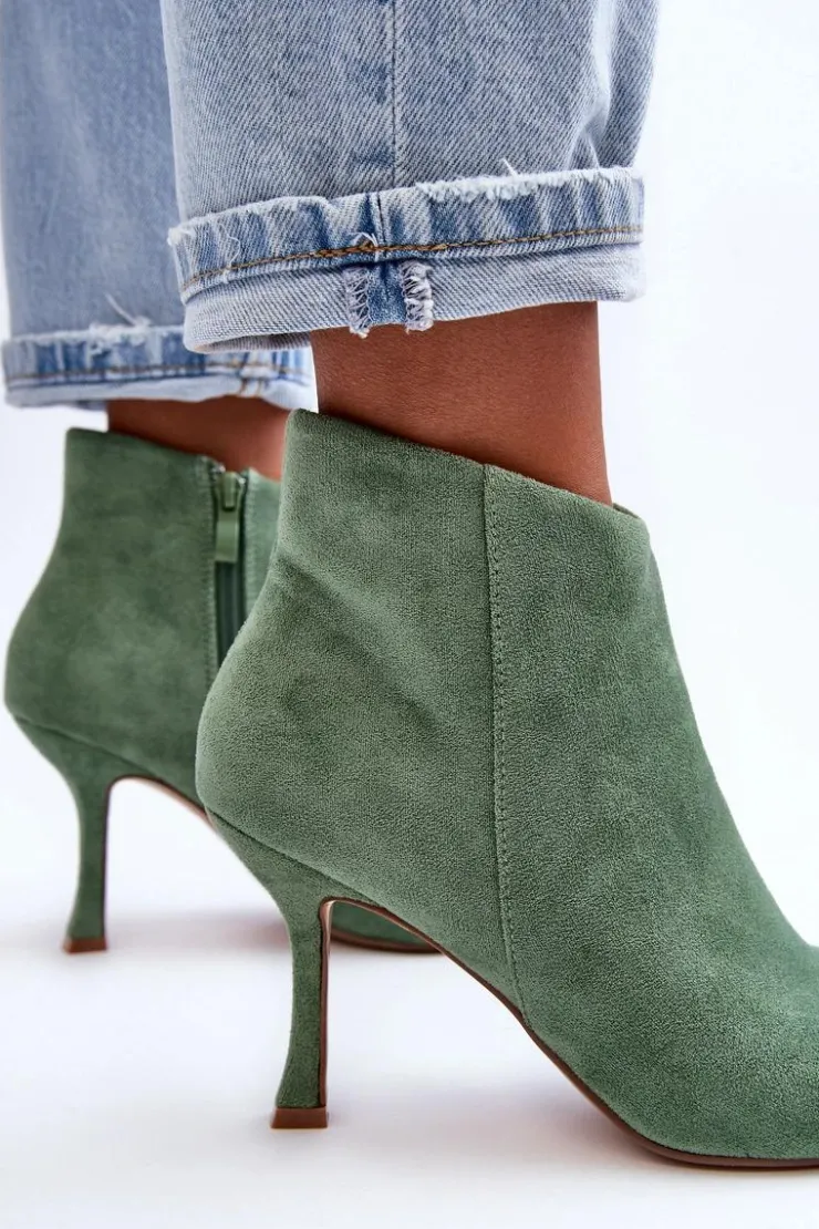 Sale Boto Damskie Zamszowe Botki Na Szpilce Zielone Merisa