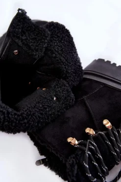 Damskie Boto Damskie Zamszowe Botki Trapery Czarne Bellita