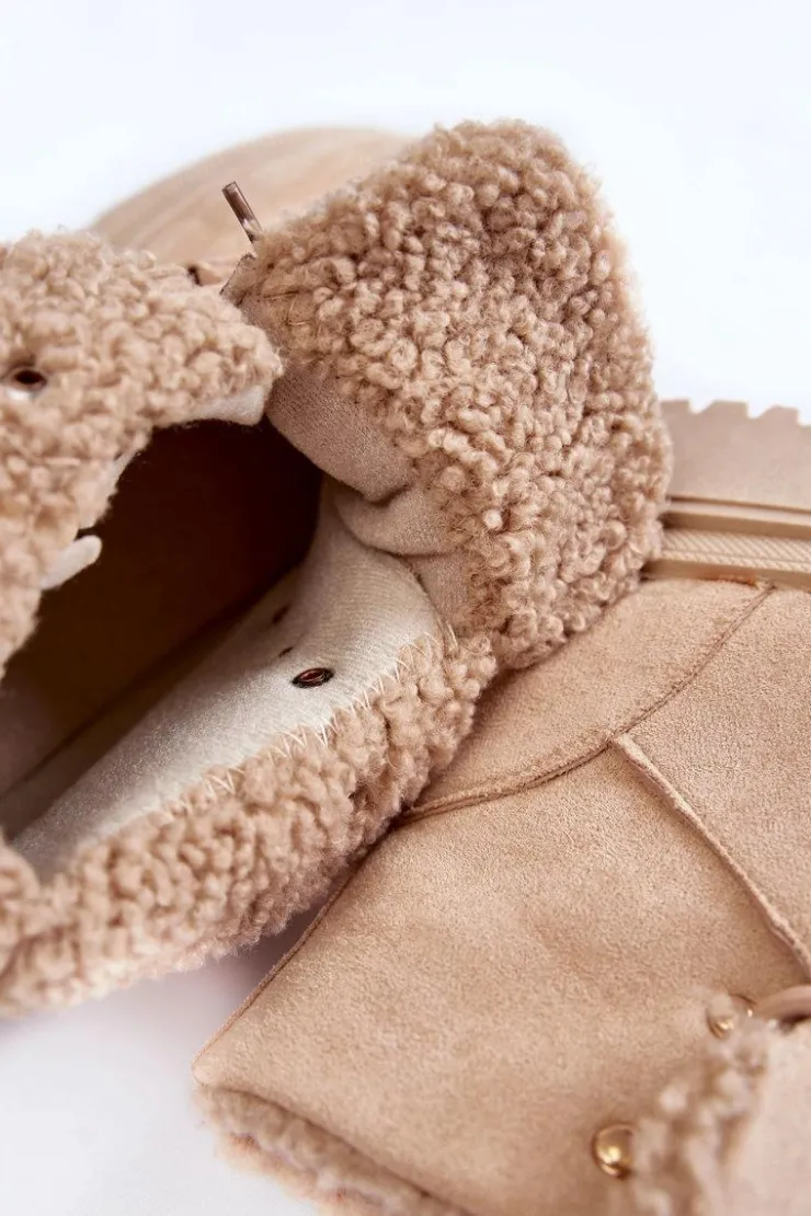 Boto Damskie Trapery|Botki Sznurowane*Damskie Zamszowe Botki Trapery Beżowe Bellita