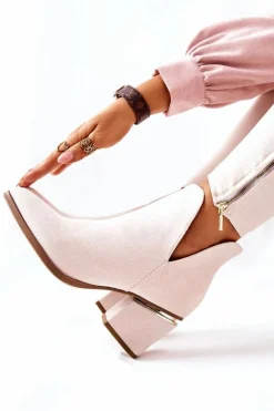 Damskie Boto Damskie Zamszowe Botki Z Wycięciami Beżowe Noel