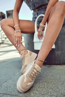 Damskie Boto Damskie Zamszowe Buty Sportowe Beżowe Segurro