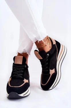 Sale Boto Damskie Zamszowe Buty Sportowe Czarno-Beżowe Elisse