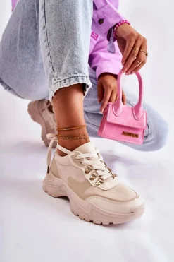 Boto Sneakersy Damskie*Damskie Zamszowe Buty Sportowe Sneakersy Jasnobeżowe Britany