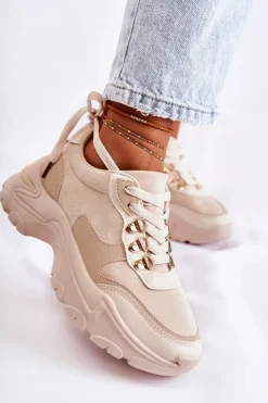 Boto Sneakersy Damskie*Damskie Zamszowe Buty Sportowe Sneakersy Jasnobeżowe Britany