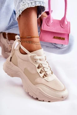 Boto Sneakersy Damskie*Damskie Zamszowe Buty Sportowe Sneakersy Jasnobeżowe Britany