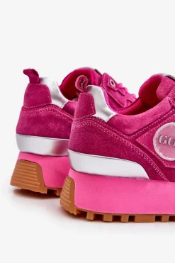Discount GOE Damskie Zamszowe Buty Sportowe Na Platformie LL2N4002 Fuksja