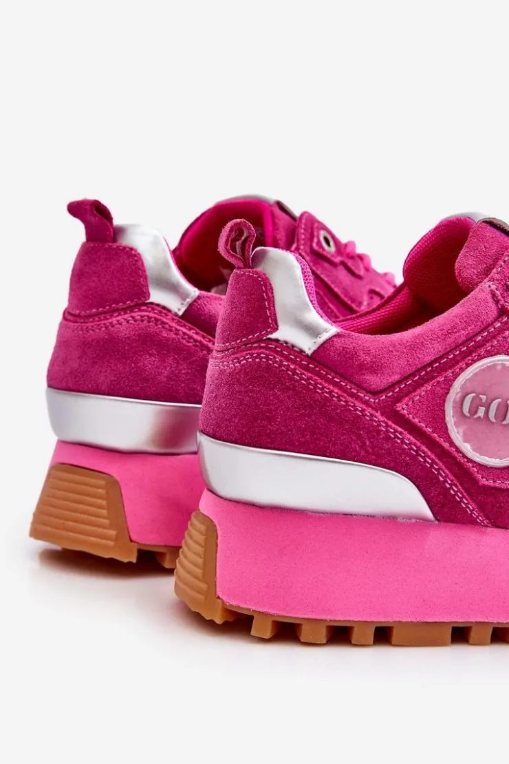 Discount GOE Damskie Zamszowe Buty Sportowe Na Platformie LL2N4002 Fuksja