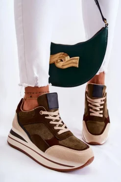 Damskie Boto Damskie Zamszowe Buty Sportowe Zielono-Beżowe Elisse