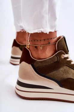 Damskie Boto Damskie Zamszowe Buty Sportowe Zielono-Beżowe Elisse