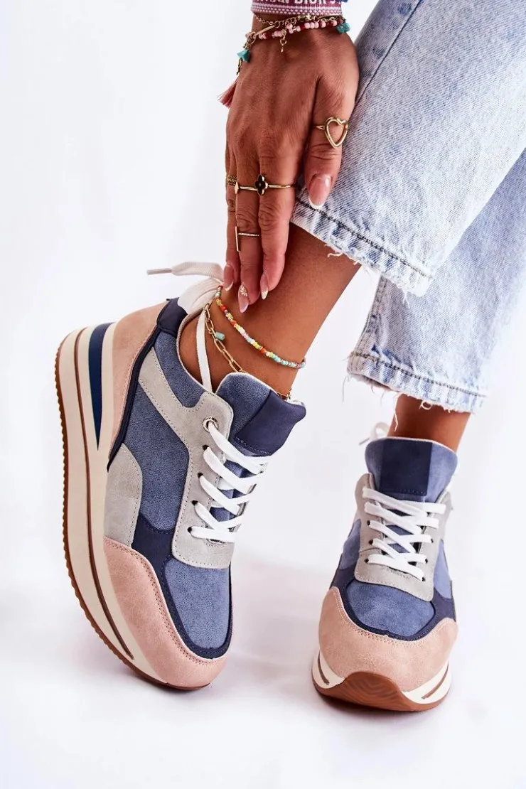 Boto Damskie Zamszowe Buty Sportowe Niebiesko-Szare Elisse