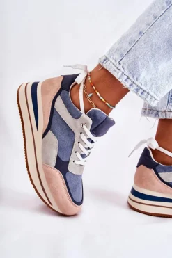 Boto Damskie Zamszowe Buty Sportowe Niebiesko-Szare Elisse