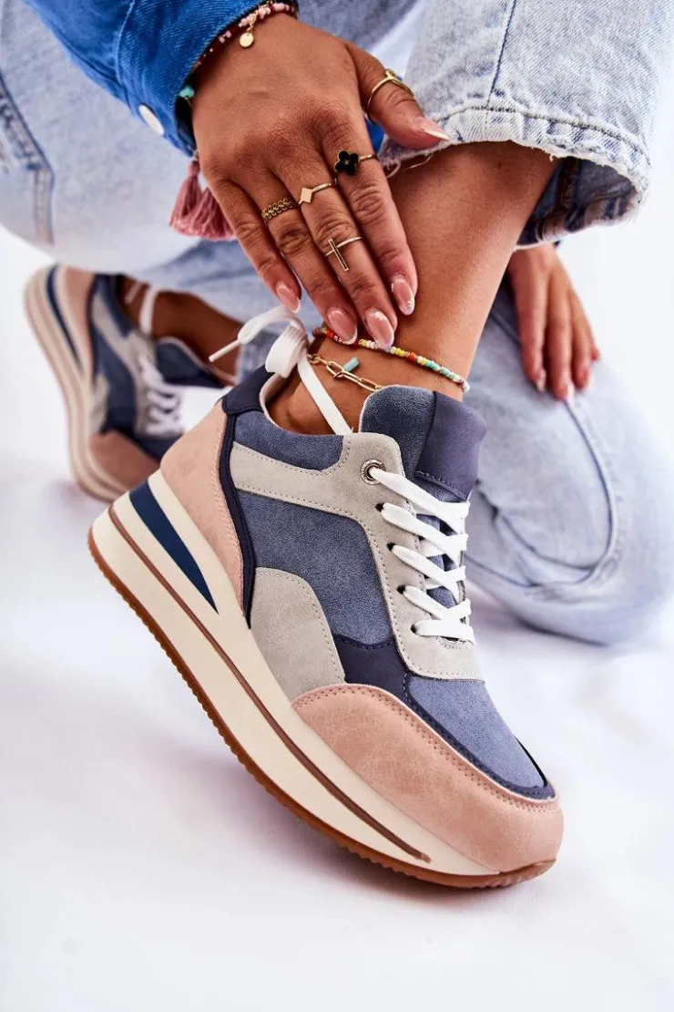 Boto Damskie Zamszowe Buty Sportowe Niebiesko-Szare Elisse