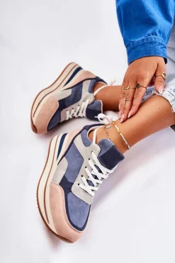 Boto Damskie Zamszowe Buty Sportowe Niebiesko-Szare Elisse