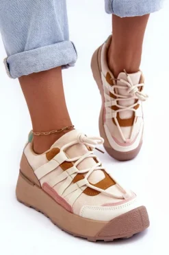 Boto Buty Sportowe Na Platformie|Sneakersy Damskie*Damskie Zamszowe Buty Sportowe Na Platformie Beżowe Rohan