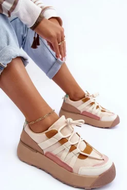 Boto Buty Sportowe Na Platformie|Sneakersy Damskie*Damskie Zamszowe Buty Sportowe Na Platformie Beżowe Rohan