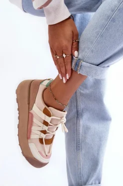 Boto Buty Sportowe Na Platformie|Sneakersy Damskie*Damskie Zamszowe Buty Sportowe Na Platformie Beżowe Rohan