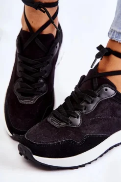 Outlet Boto Damskie Zamszowe Buty Sportowe Czarne Nayla