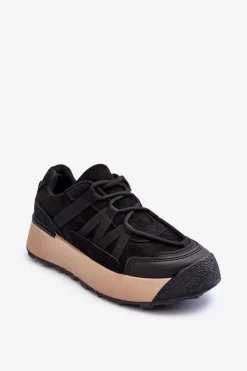 Damskie Boto Damskie Zamszowe Buty Sportowe Na Platformie Czarne Rohan