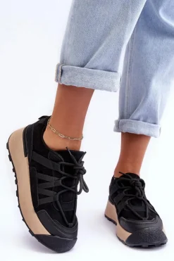 Damskie Boto Damskie Zamszowe Buty Sportowe Na Platformie Czarne Rohan