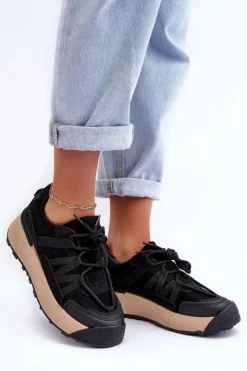 Damskie Boto Damskie Zamszowe Buty Sportowe Na Platformie Czarne Rohan