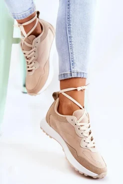 Boto Sneakersy Damskie*Damskie Zamszowe Buty Sportowe Beżowe Nayla