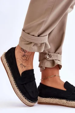 Discount Boto Damskie Zamszowe Espadryle Czarne Keyla